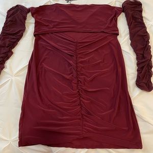 Maroon sexy cutout body on dress